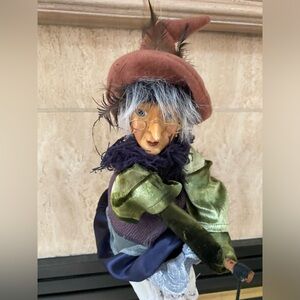 Halloween Witch on the Broom Hanging Decorations 19” Blue eye woman